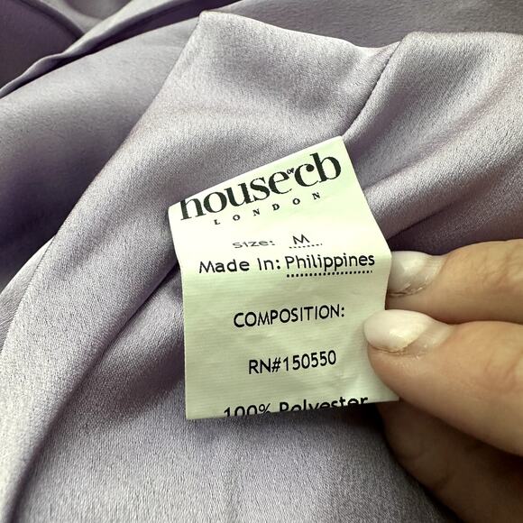 House of CB Tink Ruffle Satin Mini Dress Orchid Purple - Picture 5 of 7